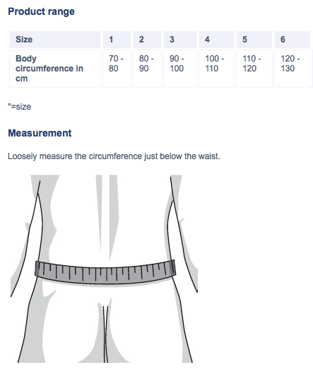 Bauerfeind Compression Size Chart